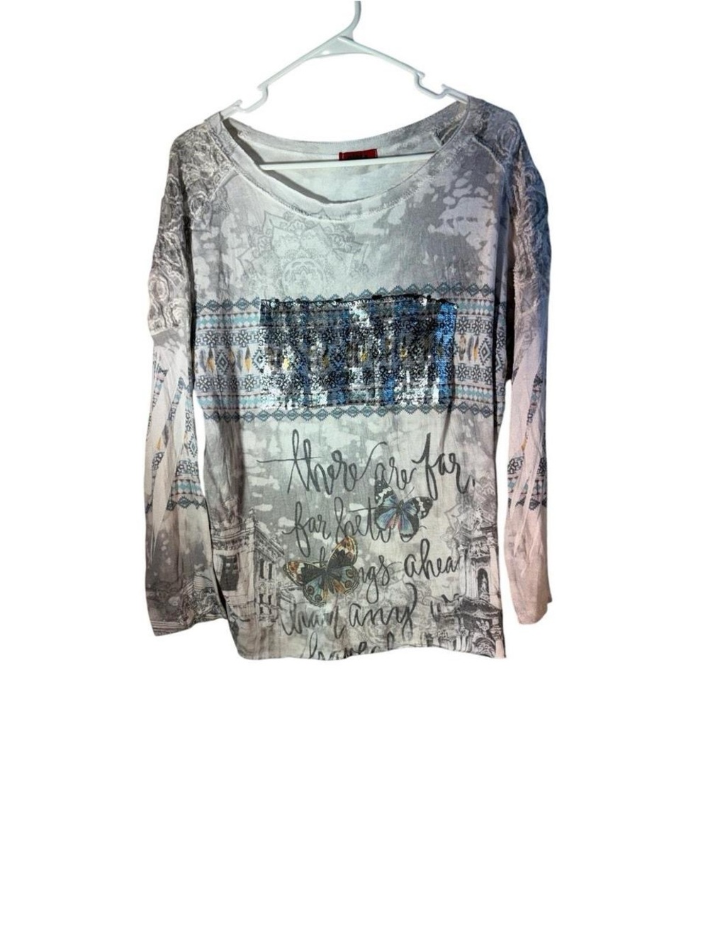 Pinka Made in Italy Boho Sequin Top Large